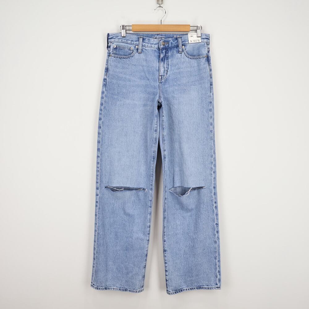 J.Crew 84' Low Rise Distressed Wide Leg Jean Synniva Wash Size 26 Tall NWT - Picture 2 of 10